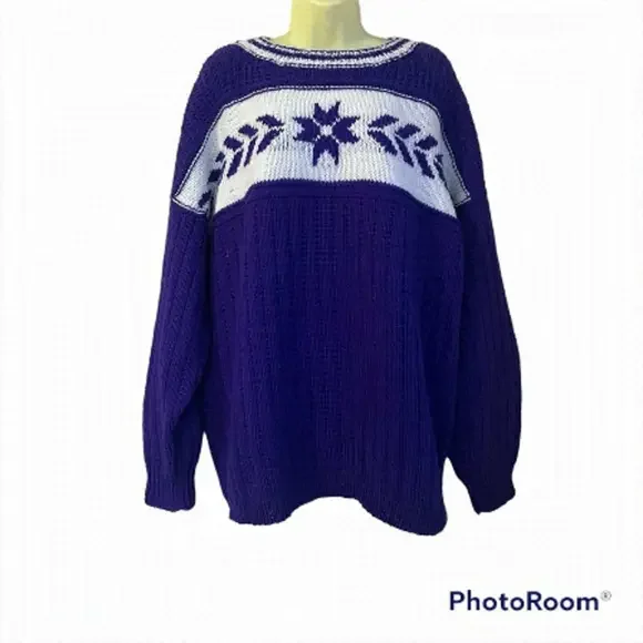 VINTAGE Ribbed Knit Chunky Icelandic Fisherman Sweater - XL - Picture 1 of 5